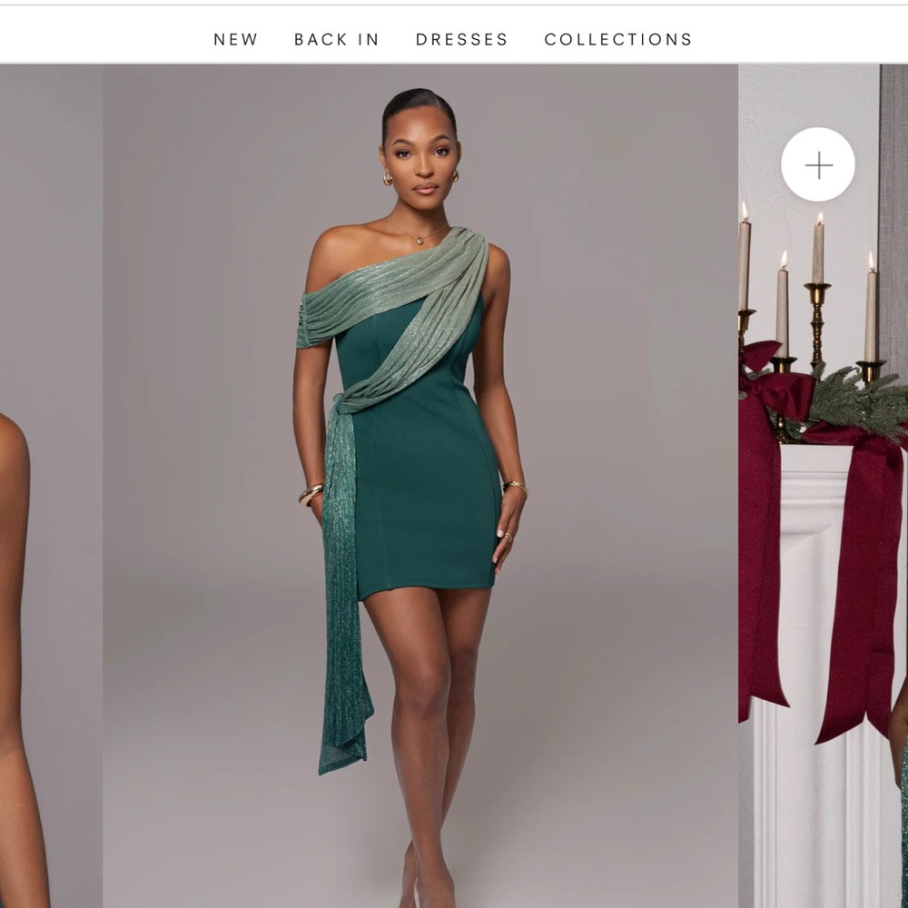 JLUXLABEL Green One Shoulder Sleeveless Dress